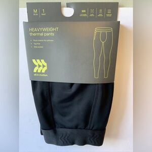 All in Motion Men's Heavyweight Thermal Pants in black, size medium